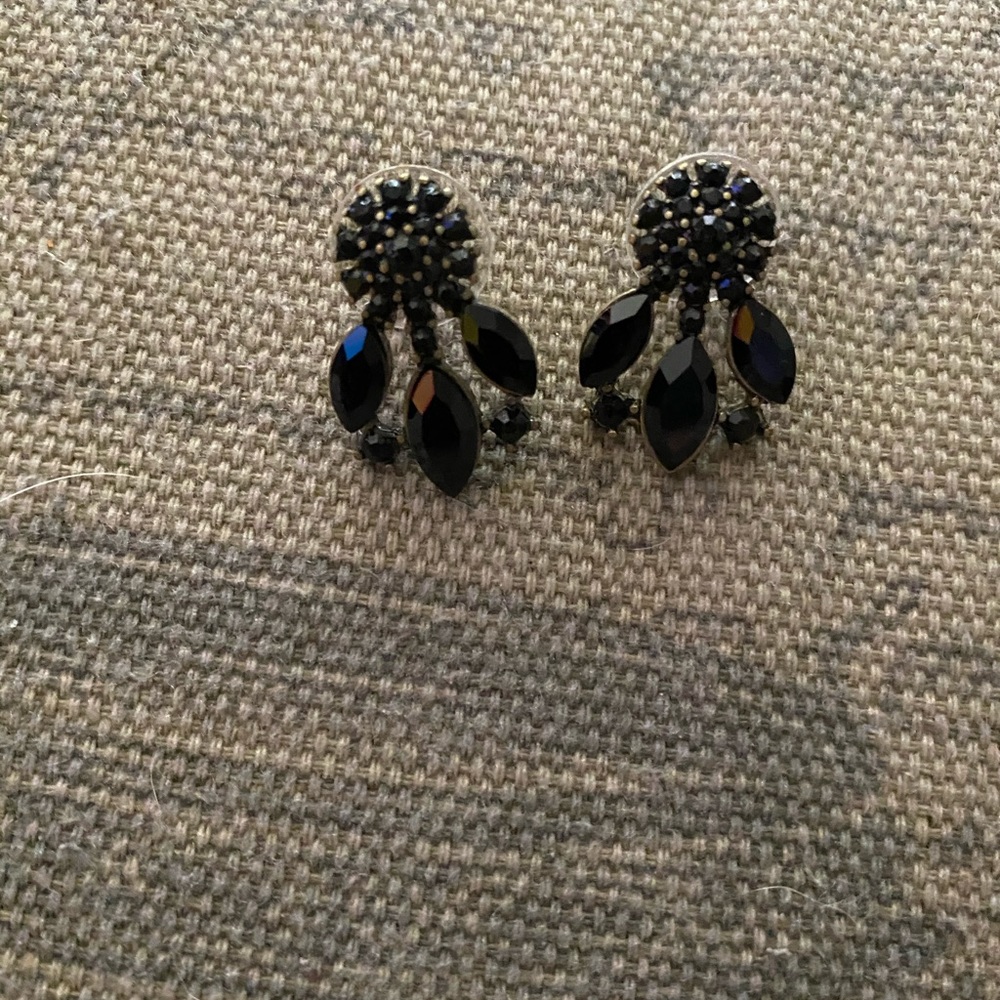 Black Rhinestone Earrings - Picture 2 of 3